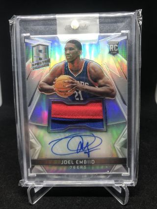 2014 - 15 Panini Spectra Joel Embiid Rpa Rookie Patch Auto Silver Holo Philly Mvp?