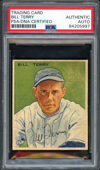 Bill Terry Autographed Signed 1933 Goudey Rookie Card Vintage Psa/dna 84205997