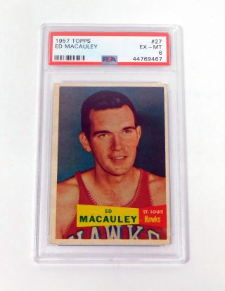 1957 - 58 Topps Ed Macauley Rookie 27 Hawks Psa 6 Set Break