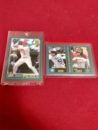 Albert Pujols 2001 Topps Traded T247 And Ichrio/ Pujols Rc Cards Nrm/mint,
