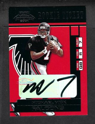 2001 Playoff Contenders Michael Vick Rookie Ticket Rc 157 Auto /327 Falcons