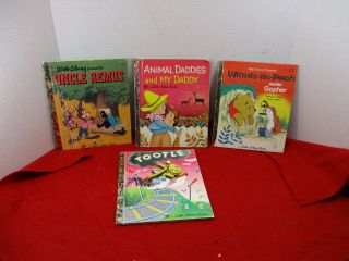 4 Little Golden Books Tootle Uncle Remus Animal Daddies Winnie The Pooh