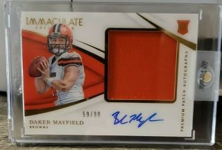 2018 Panini Immaculate Baker Mayfield Rookie Patch Autograph Rpa Rc Auto 59/99