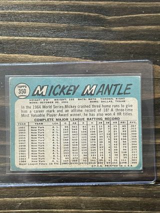 Mickey Mantle 1965 Topps 350 2