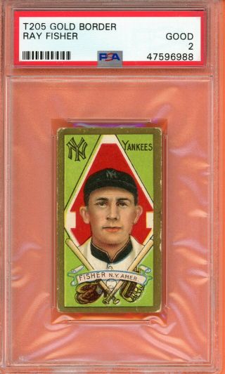 1911 T205 Gold Border Ray Fisher Psa 2 Yankees Well Centered