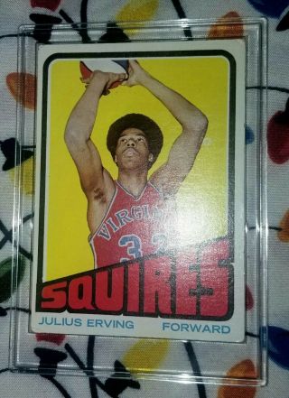 1972 Topps Basketball Julius Erving Dr.  J Rookie Card 195 Vg