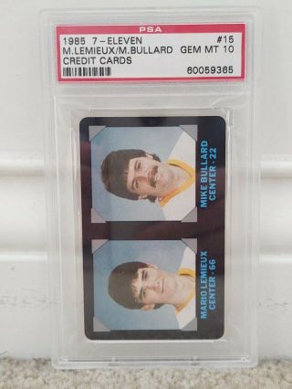 1985 7 - Eleven Credit Cards Mario Lemieux Rookie Rc 15 Psa 10 Gem