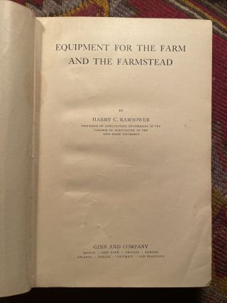 Equipment For The Farm And Farmstead by Ramsower (1917,  Hardcover,  1st Edition) 3