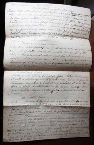 Antique Hand Written Page Recipes Cooking Hard Times Pudding Political 1832 - 44