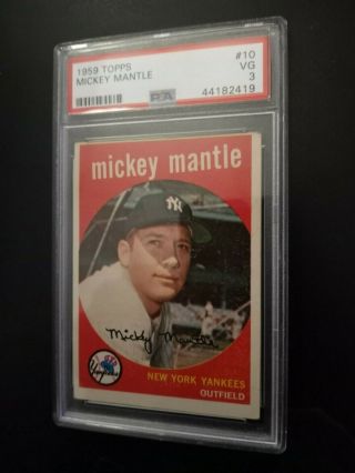 1959 Topps Mickey Mantle Psa 3 Vg