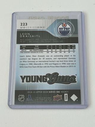 2014 - 15 Leon Draisatl Edmonton Oilers Upper Deck Young Guns Rookie Card 223 2