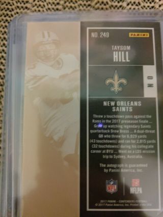 2017 Panini Contenders Taysom Hill Autograph Rookie Ticket Saints RC 5