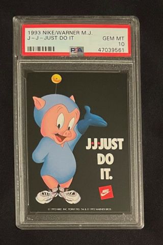 1993 Nike Warner Bros Michael Jordan Porky Pig J - Just Do It Graded Psa 10 Pop 3