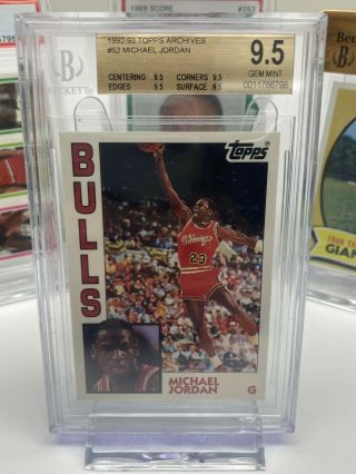 Bgs 9.  5 Michael Jordan 1992 - 93 Topps Archives Gold 52g Bulls Hof Goat Gem