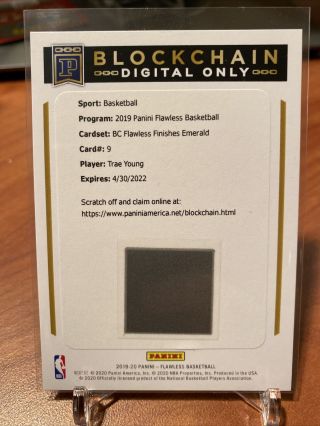 TRAE YOUNG 2019 - 20 Panini Blockchain Flawless Finishes Emerald Autograph Auto /3 3