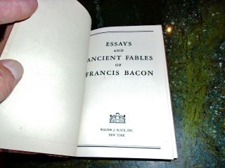 ESSAYS AND ANCIENT FABLES BY FRANCIS BACON 1932 LEATHER BOUND ANTIQUE BOOK 3