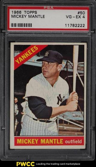 1966 Topps Mickey Mantle 50 Psa 4 Vgex