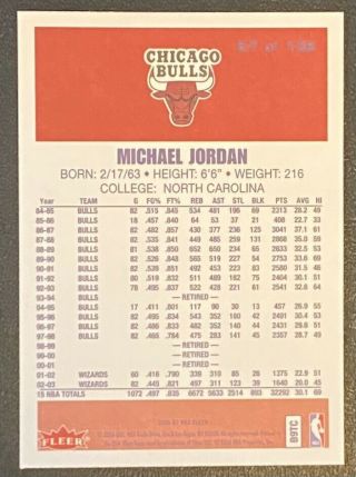 2006 - 07 Fleer 1986 Michael Jordan Rookie 20th Anniversary RC 57 2