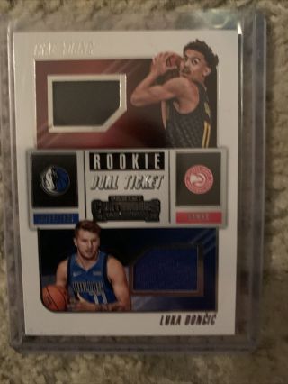 2018 - 19 Panini Contenders Rookie Ticket Trae Young Luka Doncic Rc Dual Jersey