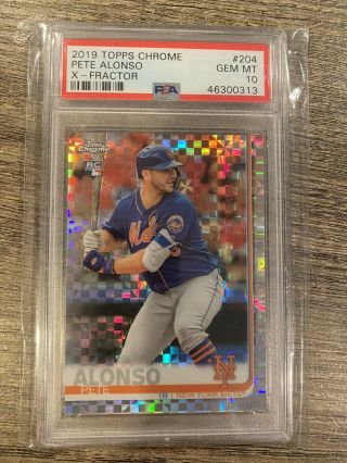 2019 Topps Chrome Pete Alonso Xfractor Rookie Card Rc 204 Psa 10 Mets