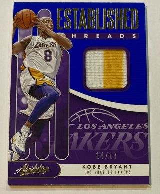 2019 - 20 Absolute Memorabilia Kobe Bryant Game Jersey Patch 14/17 Ssp Lakers