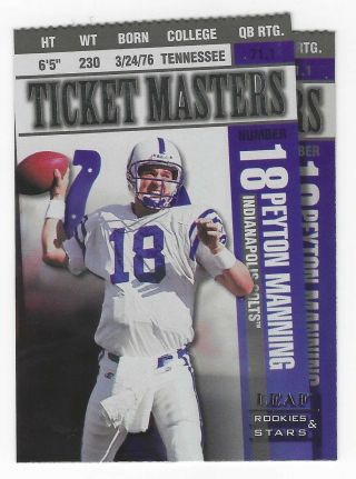1998 Leaf Rookie & Stars | Ticket Masters Die Cut | Peyton Manning Faulk /250