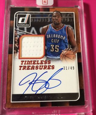2015 - 17 Donruss Timeless Treasures Kevin Durant Auto Relic /49 Game Worn Thunder