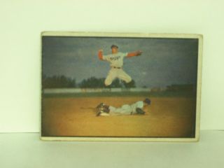 Harold Pee Wee Reese 1953 Bowman Color Vintage Baseball Card Brooklyn Dodgers