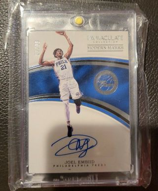 2016 - 17 Joel Embiid Immaculate Serial /99 Modern Marks Silver Auto 76ers