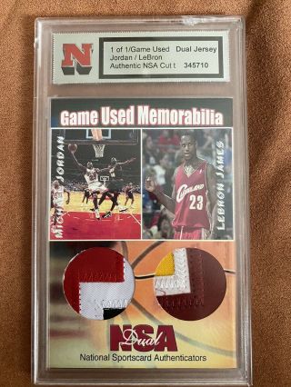 Game Memorabilia,  Michael Jordan/ Lebron James 1/1.  This Is A One Of A Kind