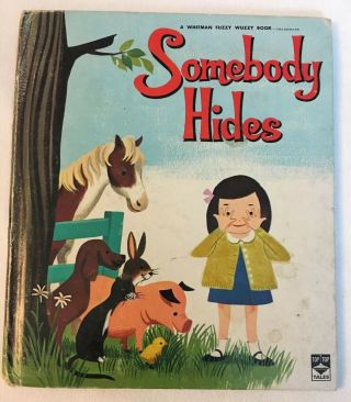 Vtg Somebody Hides Whitman Fuzzy Wuzzy Book - 1963 - Tip Top Tales
