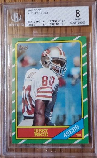 1986 Topps 161 Jerry Rice Rookie Bgs 8