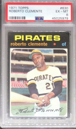 1971 Topps Roberto Clemente Psa 6 Ex - Mt Great Centering Great Investment