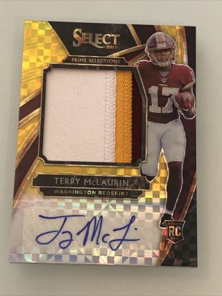 2019 Panini Select 9/10 Gold Terry Mclaurin Rc Patch Auto True Rpa