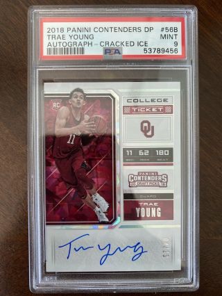 2018 - 19 Trae Young Contenders Draft Picks Cracked Ice Ticket Auto Rc Psa 9 Hawks