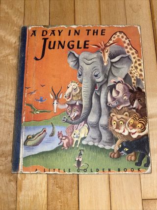 A Day In The Jungle A Little Golden Book 1943 Edition 2nd Printing Blue Spine