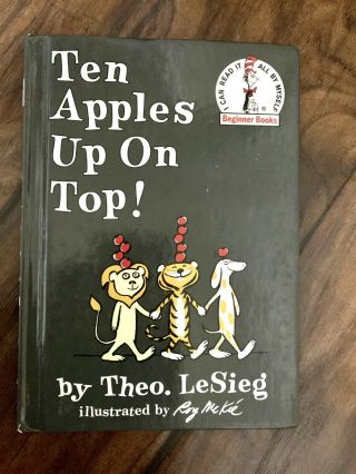 Ten Apples Up On Top Theo Lesieg Book Club Hardcover 1961 First Edition Dr.  Seuss