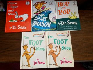×5 Collectible Vintage Dr.  Seuss Books The Foot Book,  Hop On Pop,  Plus More