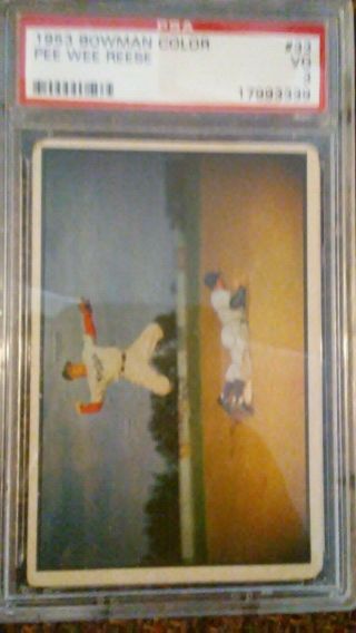 Psa 3 - 1953 Bowman Color - Pee Wee Reese 33 - Brooklyn Dodgers - Iconic Card