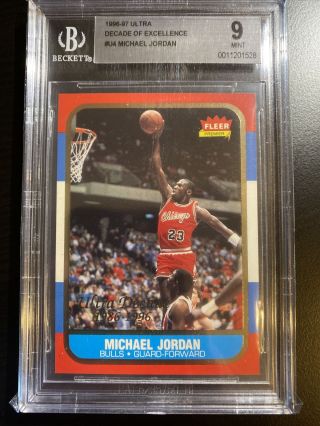 1996 - 97 Fleer Decade Of Excellence Michael Jordan 4 1986 Throwback Bgs 9