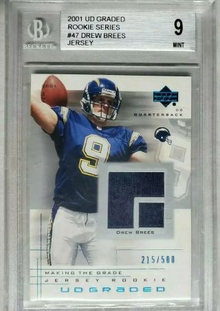 Drew Brees 2001 Ud Graded Rc Jersey /500 Graded (bgs 9) - Rookie Card