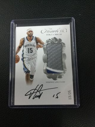 2016 - 17 Panini Flawless Vince Carter 19/25 Sliver Game Patch Auto Autograph