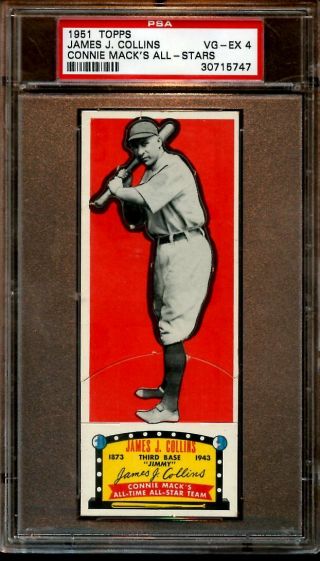 1951 Topps Connie Mack All Star Baseball Card James J.  Collins Psa 4 Vg - Ex