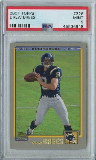 Drew Brees 2001 Topps Football 328 Chargers/saints Rc Rookie Psa 9