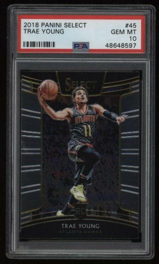 2018 - 19 Trae Young Psa 10 Panini Select Rookie Rc 45 Invest Now