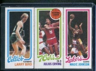 1980 - 81 Topps Larry Bird Julius Erving Magic Johnson Rookie 139 174 34 (a)