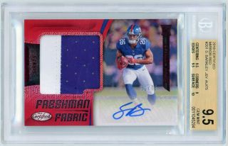 Saquon Barkley Rc 2018 Certified Mirror Red Rookie Patch Auto Sp /75 Bgs 9.  5/10