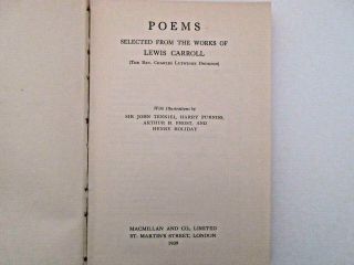Poems selected from the of Lewis Carroll 1939 Illustrated Hardcover 2