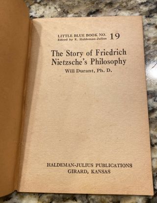 Vintage Little Blue Book No 19 The Story Of Friedrich Nietzsche’s Philosophy 3