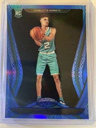Lamelo Ball 2020 - 21 Panini Certified Rookie Card Rc 198 Hornets Blue Refractor